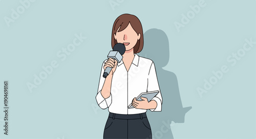 simple flat illustration of a reporter