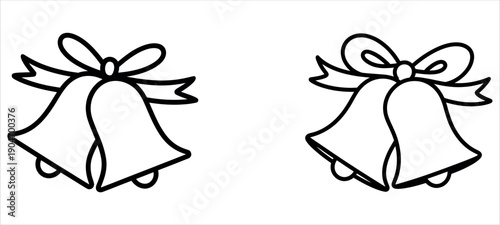 Christmas bells with ribbon bows illustration vector illustration.