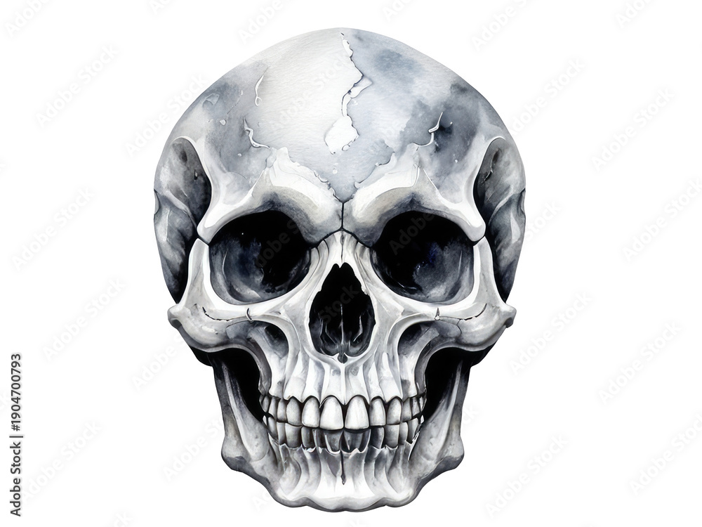 Obraz premium A simple illustration of a skull in black and white