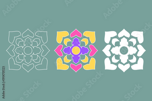 Islamic ornament with three different styles. Abstract ornament for complements or decorations with Islamic and Ramadan themes, vector illustration.