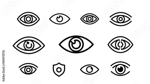 Eye Icon Set Vision Security and Privacy Symbols for Digital Interfaces