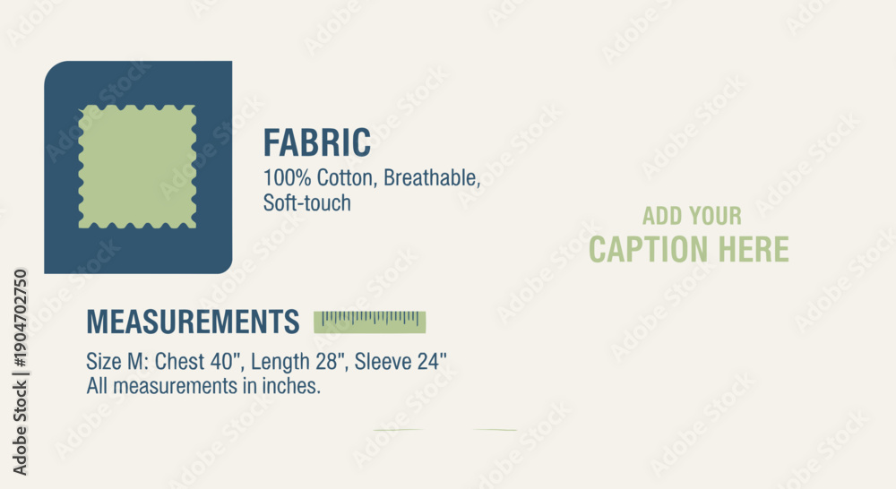 Fototapeta premium Detailed Fabric Specifications With Measurement Guide Template