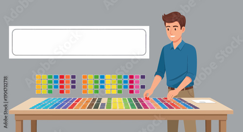 Designer Selecting Color Samples For Creative Project On Color Palette