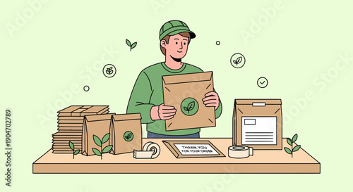 Eco Friendly Online Shop Order Preparation For Delivery