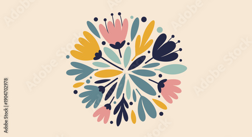 Colorful Floral Pattern Design Element.