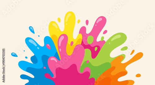 Colorful Paint Splashes on White Background.