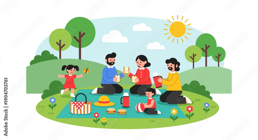 Obraz premium Family Enjoying Picnic Together in Park.
