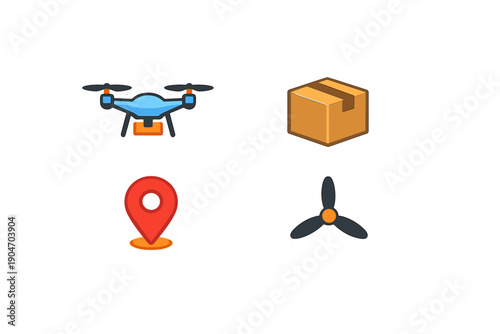 Drones deliver packages in various locations and track shipment routes with technology in modern logistics systems