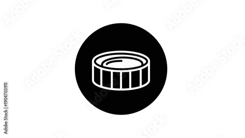 Simple bottle cap icon on black background