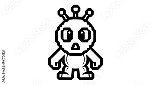 Cute cartoon character with antennae on head