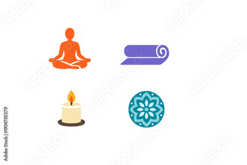 Meditation practice in a calm space with yoga mat, candle, and decorative element