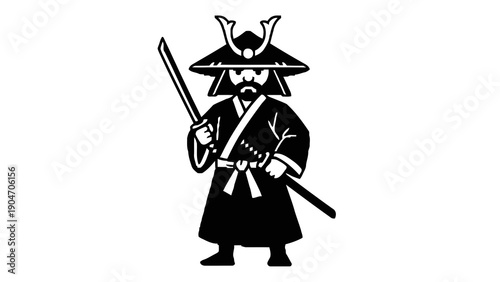 Samurai warrior standing with sword