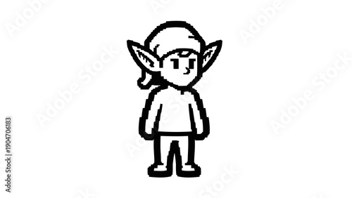Cute cartoon elf character standing alone