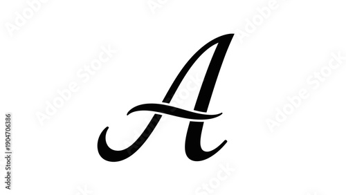 Elegant calligraphic letter a on white background