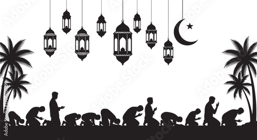 Silhouettes of people in a park holiday winter celebration vector icon design