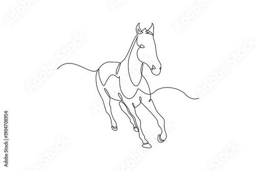 Running Horse Mammal. Mammals Concept. Single line draw design Video 4k. Footage graphic illustration