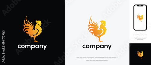 Rooster Logo Design - Company Branding Farm Poultry Mascot.