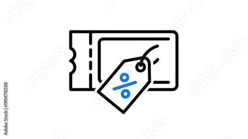 Coupon with Percentage Discount Tag Line Icon