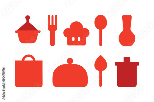 cooking flat icon set silhouette editable symbol 