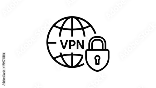 VPN Globe Icon with Lock