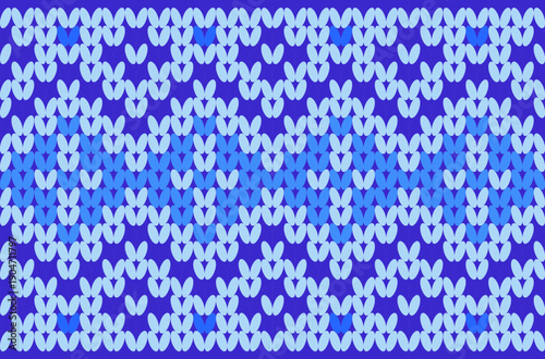 Classic native ethnic style blue gradient knitted pattern, vector illustration, eps file.