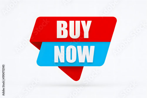 A colorful buy now button with a red and blue design