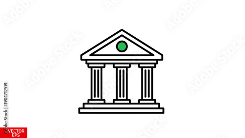 Classic Bank Building Icon with Columns