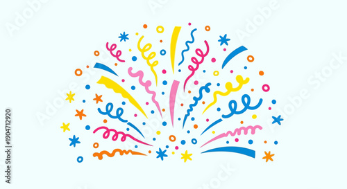 Colorful Confetti and Streamers Celebration.