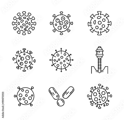 Virus Icon – Microbe, Infection, Disease, Cyber Virus and Health Risk Warning Symbol