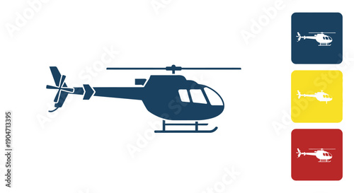 Black silhouette of a small civilian helicopter icon displayed with color variations on squares