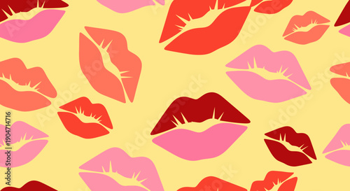 Colorful Lip Prints Pattern Design Element.