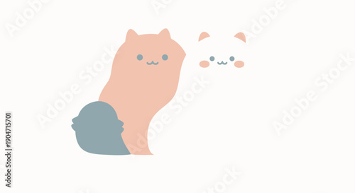 Cute Cartoon Cat Character Design Illustration.