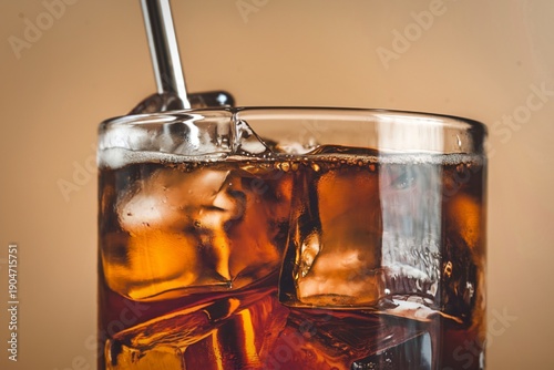 a glass of iced cola