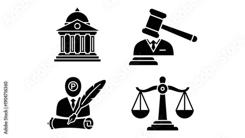Legal Icons Courthouse Judge Notary Scales of Justice