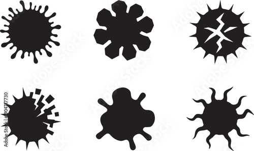 Cancer cell icons in silhouette style, minimal vector symbols for medical and science design