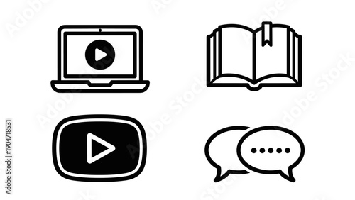 Digital Learning And Communication Icons