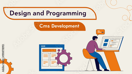 Professional design and programming services for cms development featuring a web developer at work.