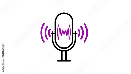 Modern Microphone Icon with Sound Waves