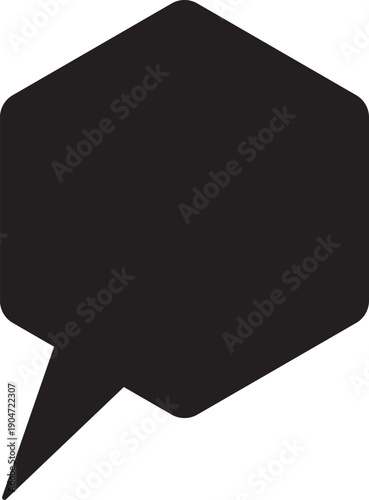 Minimalist black hexagonal speech bubble icon representing communication chat and dialogue interface design