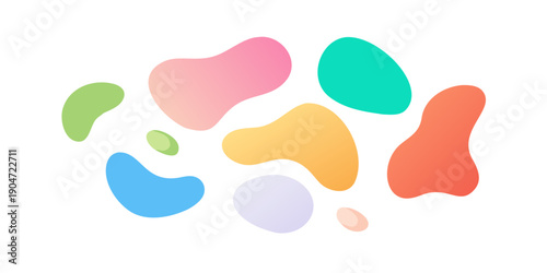Vibrant abstract shapes in pastel colors floating against a white background Vector