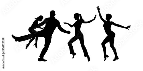 Group of people dancing together in a lively and energetic manner Vector