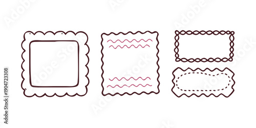 Three distinct postage stamps with unique patterns and designs. Vector