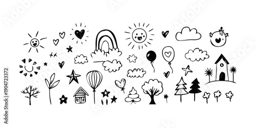 A delightful collection of various black and white icons and symbols Vector