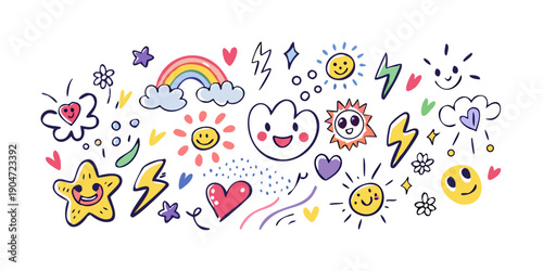 A vibrant and colorful illustration of various hearts and love symbols Vector