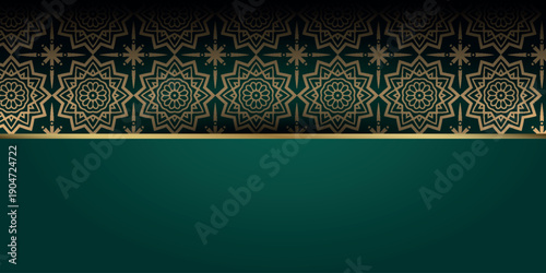 Abstract background with luxurious and modern golden Islamic ornament decoration. Premium background concept for Ramadan Kareem, Ramadan, Eid al-Adha, Islamic New Year, and Holy Days. EPS. 5