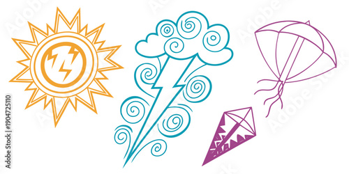 A vibrant and diverse collection of colorful jellyfish and sea creatures. Vector