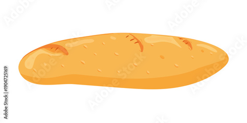 A single loaf of bread with a golden brown crust and a slightly irregular shape. Vector