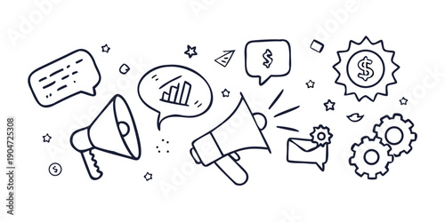 A diverse collection of icons representing various aspects of communication and technology Vector