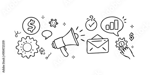 Diverse icons representing various aspects of communication and technology Vector