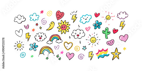 A vibrant and colorful array of diverse icons and symbols Vector